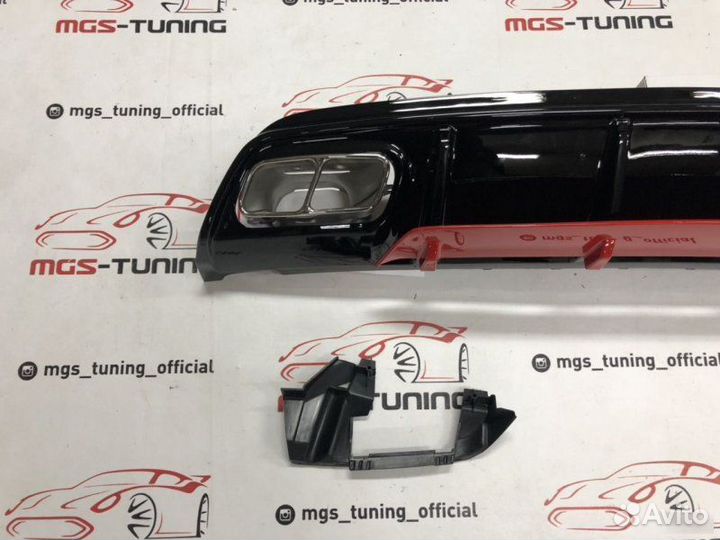 Диффузор хром насадки Мерс А45 AMG красный 12-15