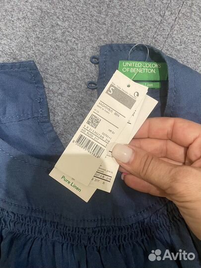 Льняной новый сарафан Benetton