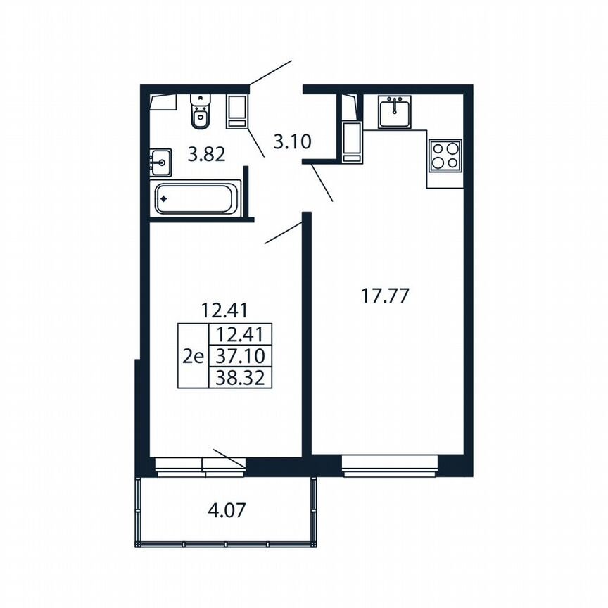 1-к. квартира, 36,4 м², 12/12 эт.