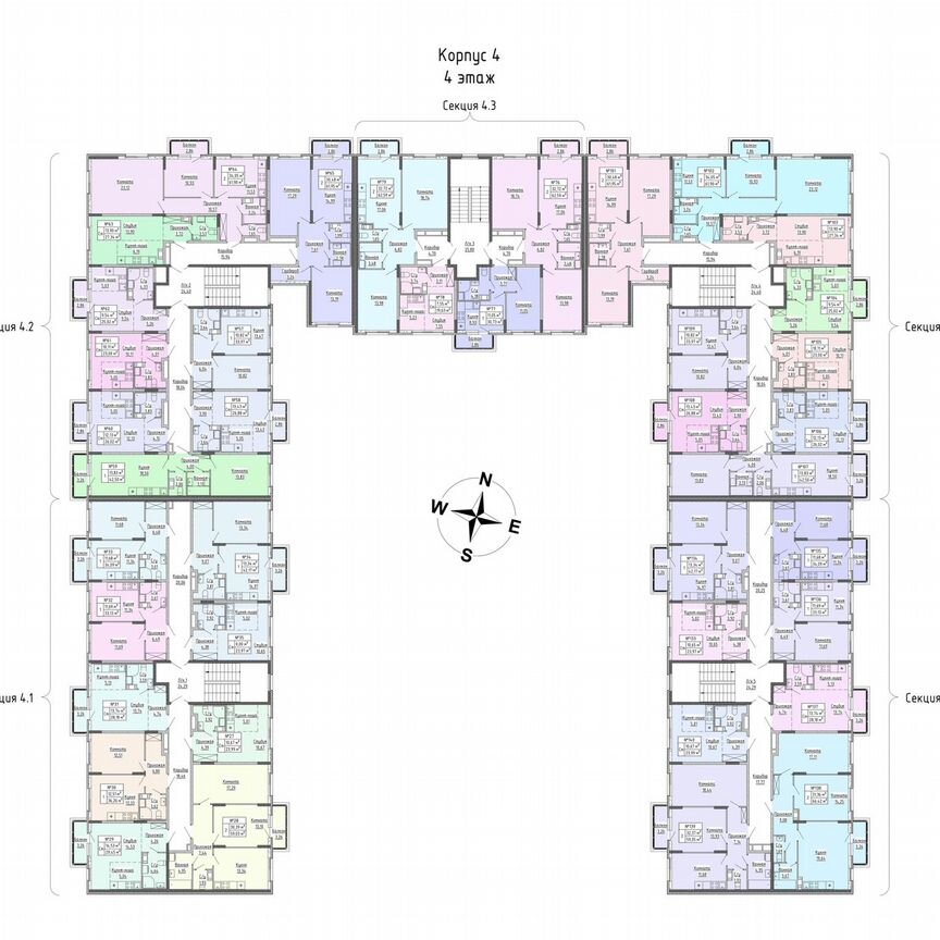 2-к. квартира, 66,4 м², 4/4 эт.