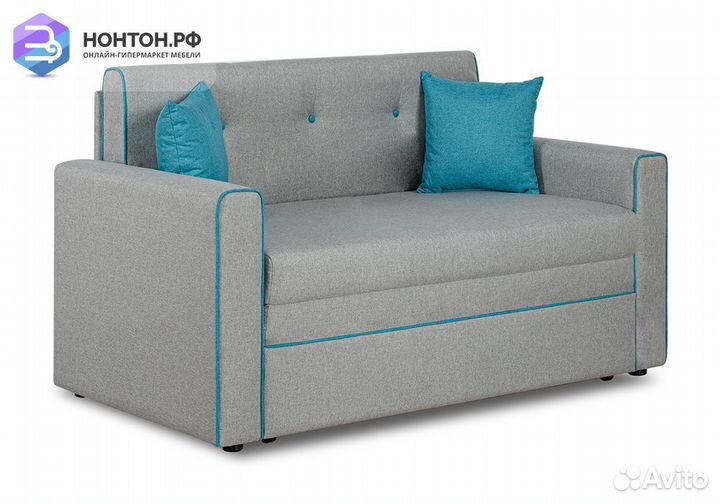Диван выкатной Найс светло-серый / бирюзовый