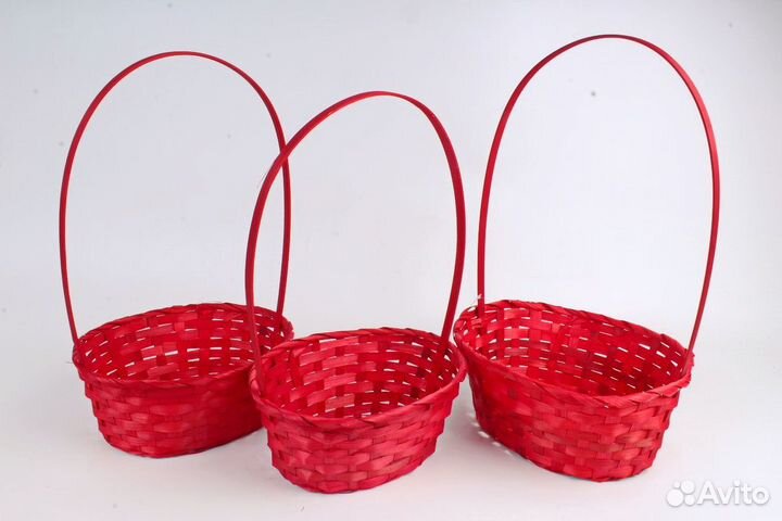 Набор плетеных корзин 3шт. Разноразмерные бамбук