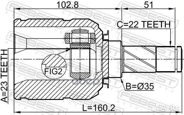 ШРУС внутренний 23X35X22 opel astra H 2004-2010