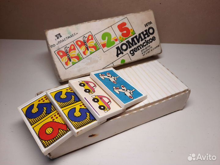 Игра Домино детское, игрушка СССР цифры предметы