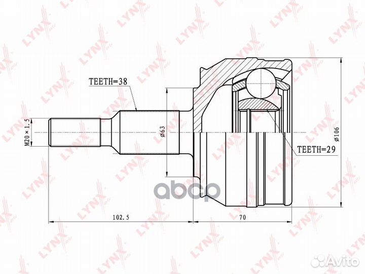 CO-8006 ШРУС lynxauto CO-8006 lynxauto