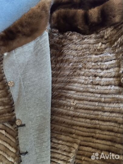 Шуба из вязаной норки 46