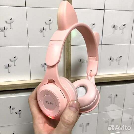 Беспроводные наушники с ушками Розовые