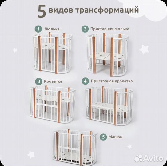 Кроватка 5 в 1 трансформер
