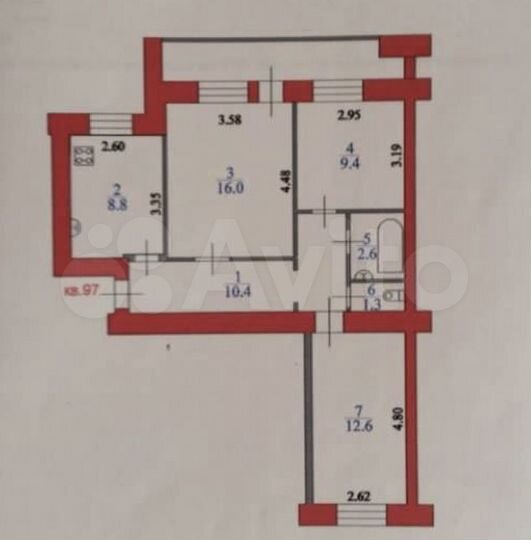3-к. квартира, 62 м², 8/9 эт.