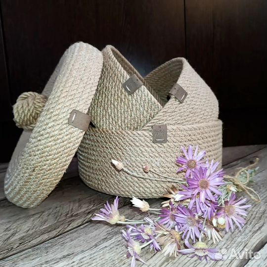 Корзинки для хранения из джута