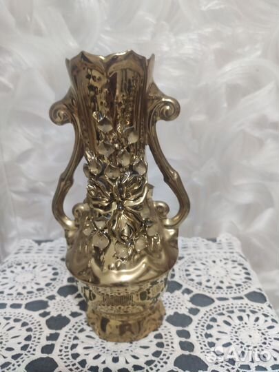 Ваза для фруктов на ножке цветное стекло СССР