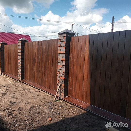 Заборы,Ворота, Фундамент, Столбы кирпич под 