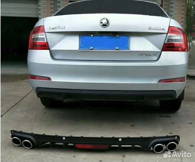 Диффузор на задний бампер skoda Octavia A7