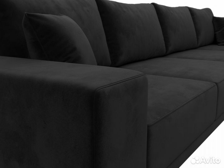 Диван прямой Льюес Лонг, велюр, черный. Москва