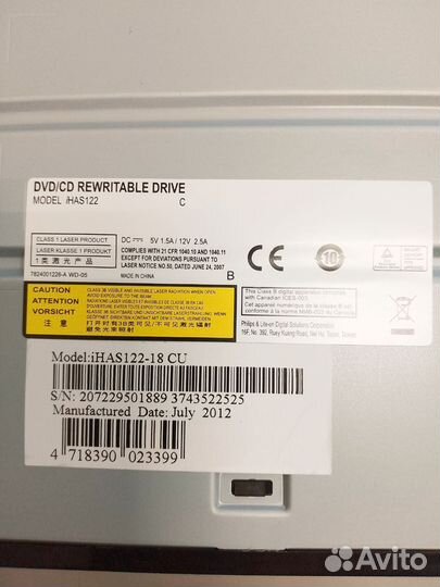 Dvdrw привод Philips & Lite-on DSC iHAS122