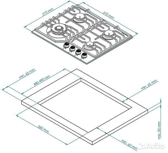 Газовая варочная панель Kuppersberg FS 610 C Bronze