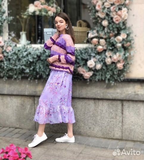 Свитер фиолетовый ажурный М