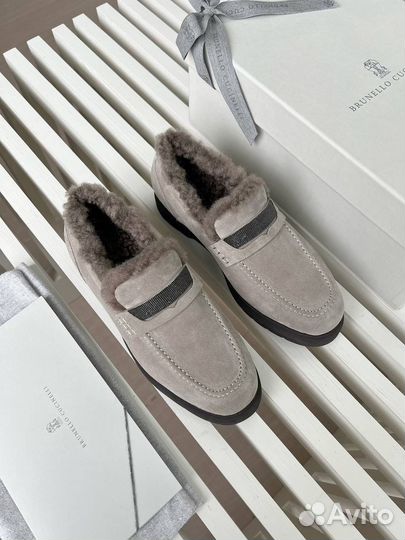 Лоферы с мехом brunello cucinelli