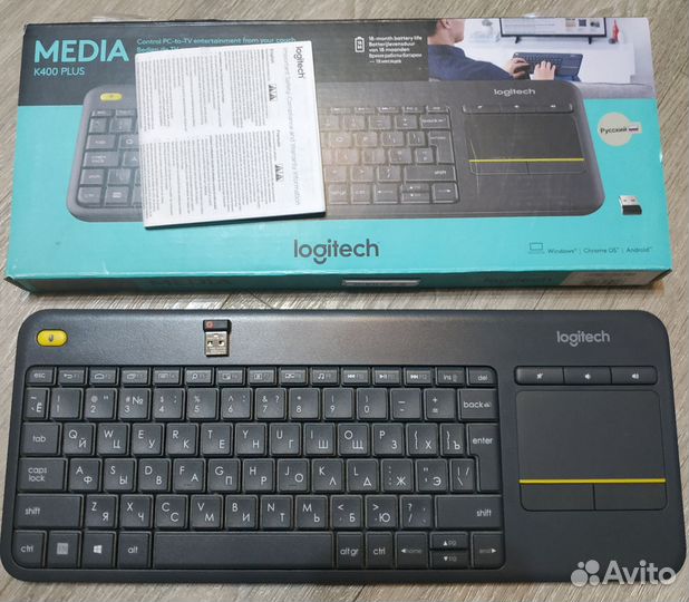 Клавиатура беспроводная Logitech K 400 plus media