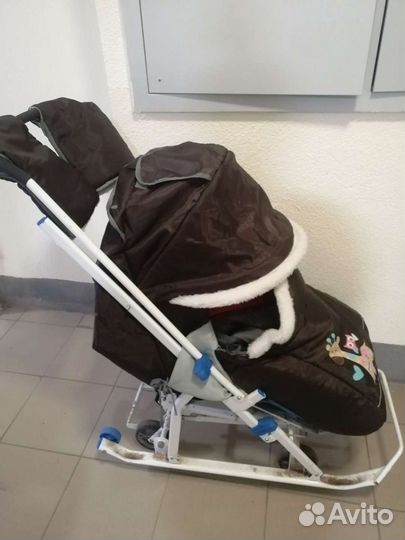 Детские санки коляска с колесами