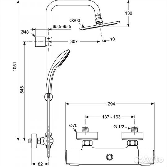 Душевая система Ideal Standard A5686AA