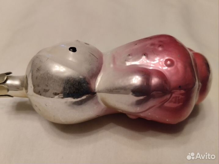 Елочная игрушка СССР Девочка в шубке Редкая Стекло