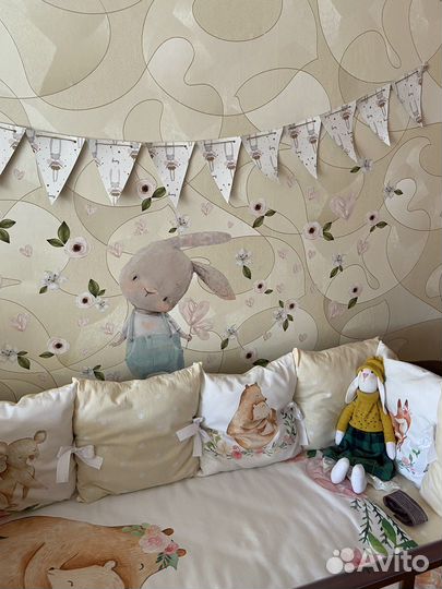 Бортики в детскую кроватку (+одеяло и простынь)