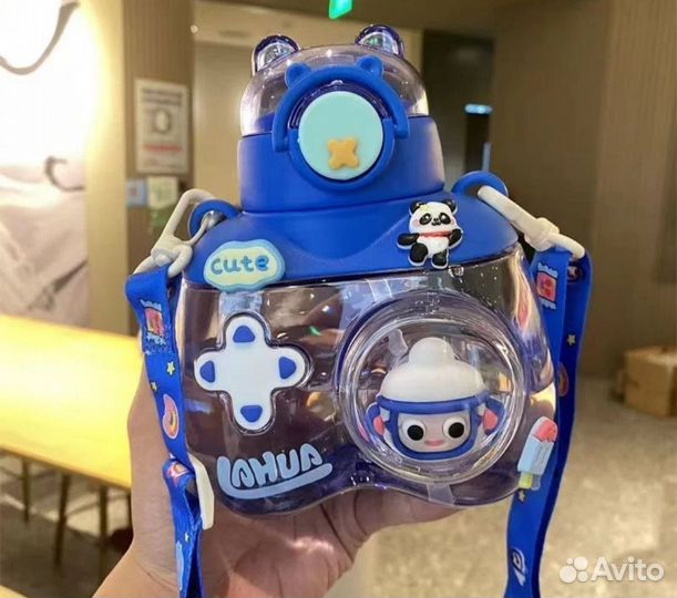 Поильник бутылка с трубочкой и ремешком