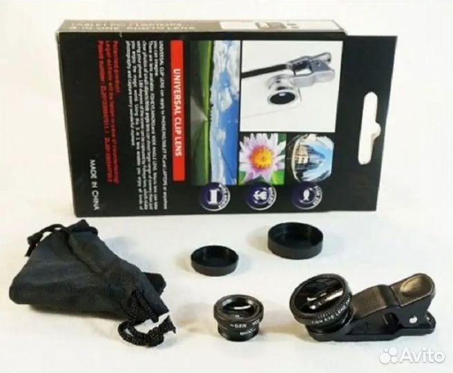 Объектив фишай для смартфона 3в1