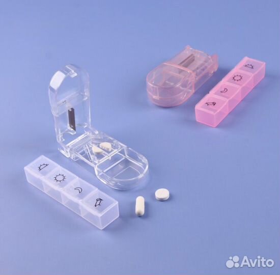 Таблетница, таблеторезка, с зеркалом