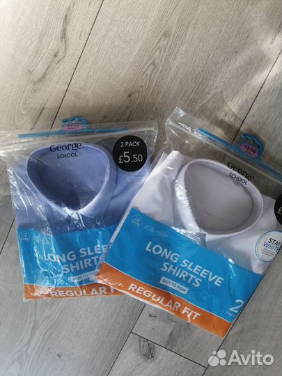 Рубашки новые George 13-14 лет белая и голубая