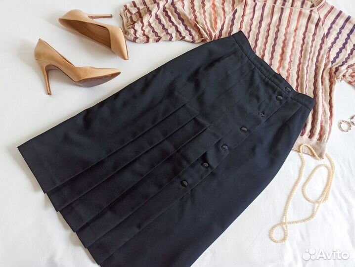 Черная теплая юбка миди шерсть М rus 44 46