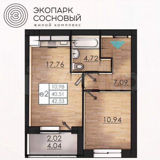 1-к. квартира, 40,4 м², 1/4 эт.