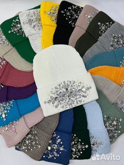 Женский шапки стразы 1300