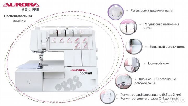 Распошивальная машина Aurora 3000 CL швы 7 видов