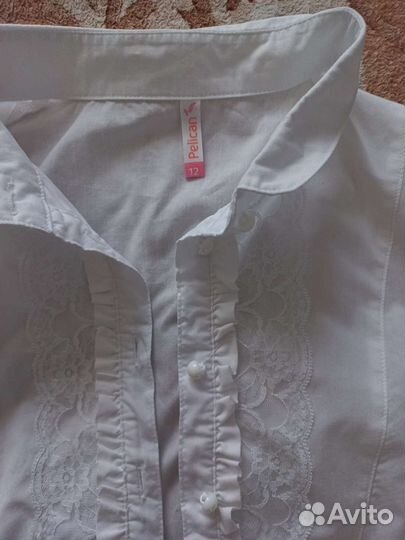 Блузка с коротким рукавом школьная на девочку 152р