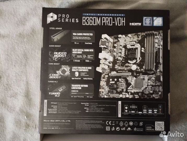 Плата MSI LGA1151-v2 B360 B360M PRO-VDH 4xDDR4 1xP