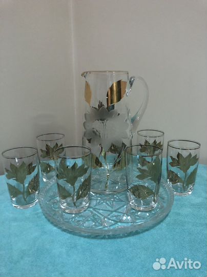 Хрустальный набор.Кувшин,6 стаканов.Богемия