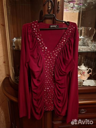 Блуза бордовая нарядная 48-50