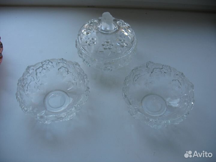 Набор для десерта.СССР.Белое стекло