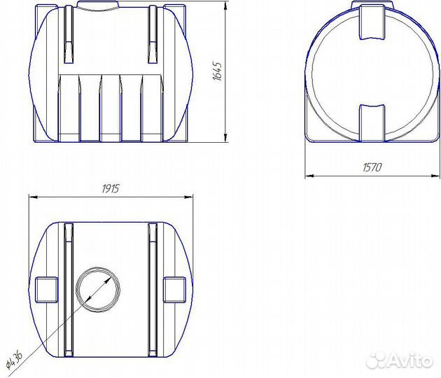 Горизонтальная пластиковая емкость для воды 3000 л