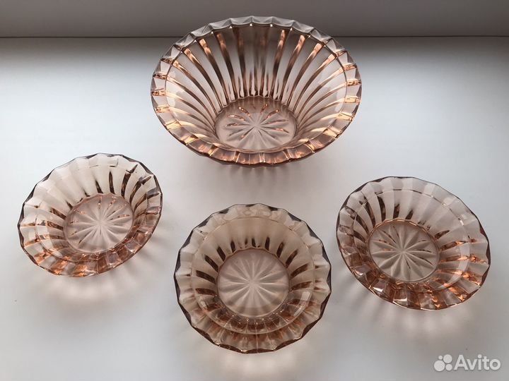 Набор для варенья карамельное стекло винтаж