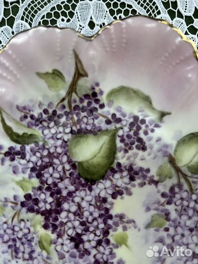 Антикварная тарелка Сирень ручная роспись