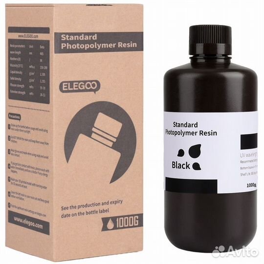 Фотополимер Elegoo Standart Resin, Чёрный / 1 л