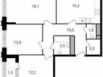 3-к. квартира, 74,9 м², 13/30 эт.