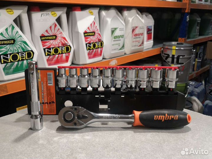 Набор торцевых головок и трещотки 1/2DR 12пр ombra