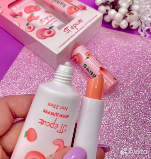 Набор 2в1 крем для рук и бальзам для губ-персик