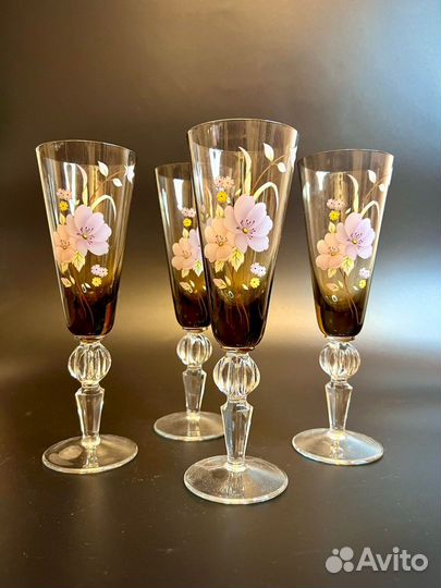 Фужеры (бокалы) «Суздаль» времен СССР с рисунками