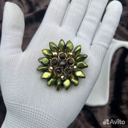 Винтажная наборная брошь чешская, Яблонекс, СССР