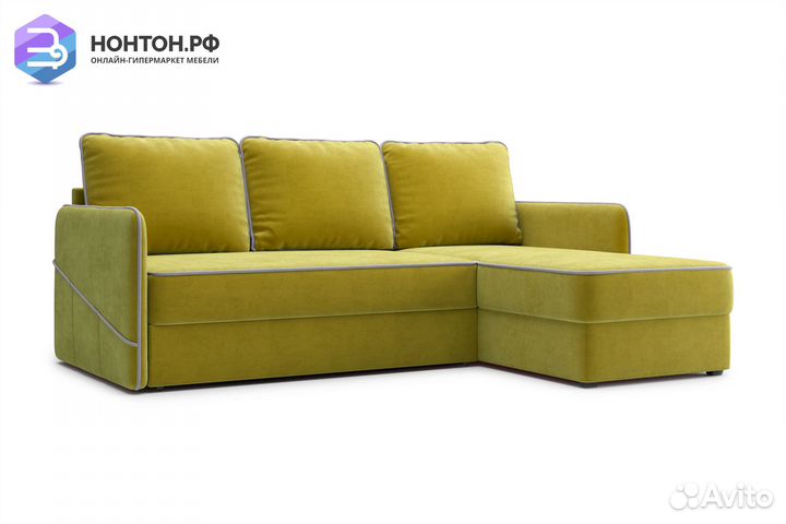 Диван угловой дельфин Энерджи горчичный